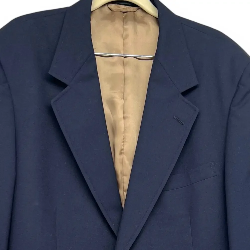 MARK SHALE Men’s Navy Blue Woven Wool Sport Coat  44R